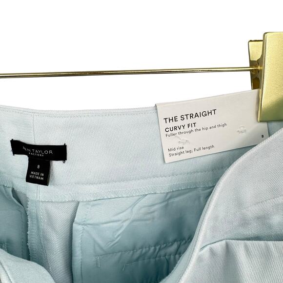 Ann Taylor NWT Pastel Blue Linen Blend The Straight Curvy Fit Pants Trousers - Picture 6 of 8